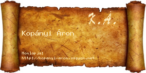 Kopányi Áron névjegykártya