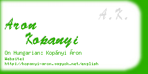 aron kopanyi business card